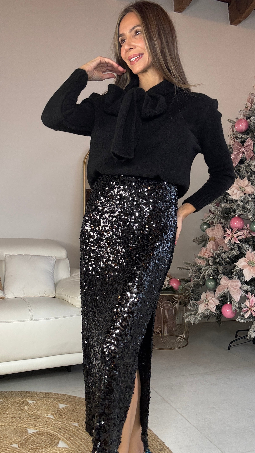Falda lentejuelas midi