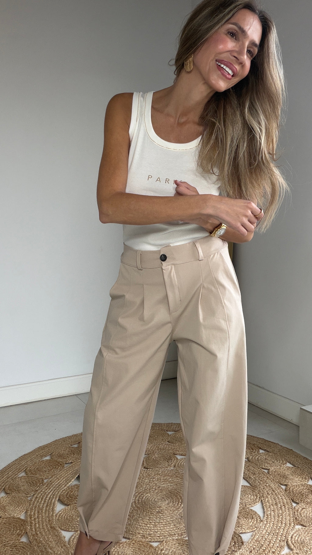 Pantalón bombacho botón