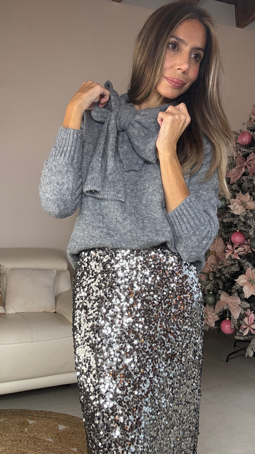 Falda lentejuelas midi