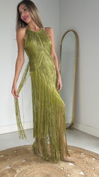 Vestido Flecos drapeado