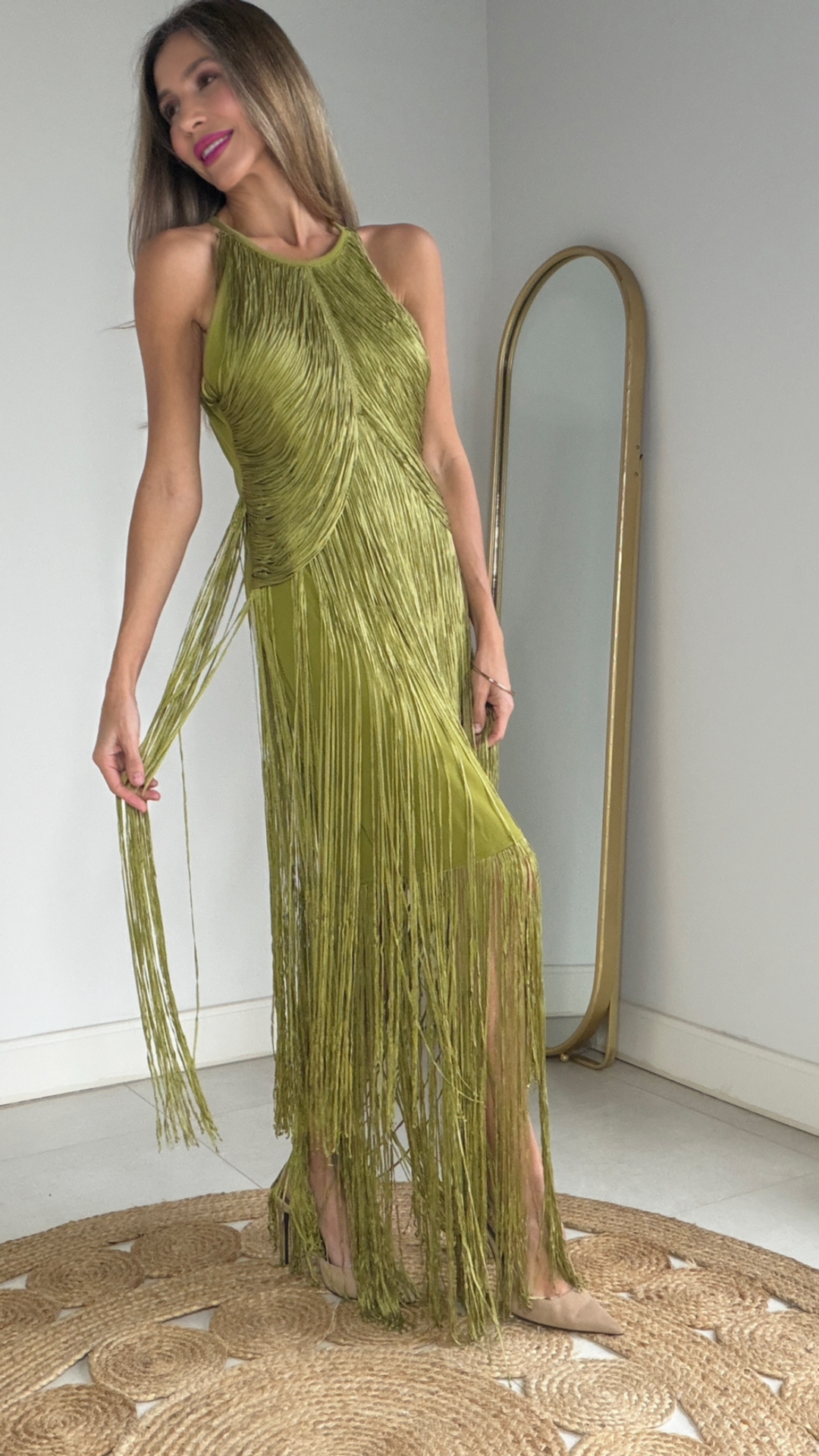 Vestido Flecos drapeado