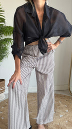 Camisa semitransparente crop