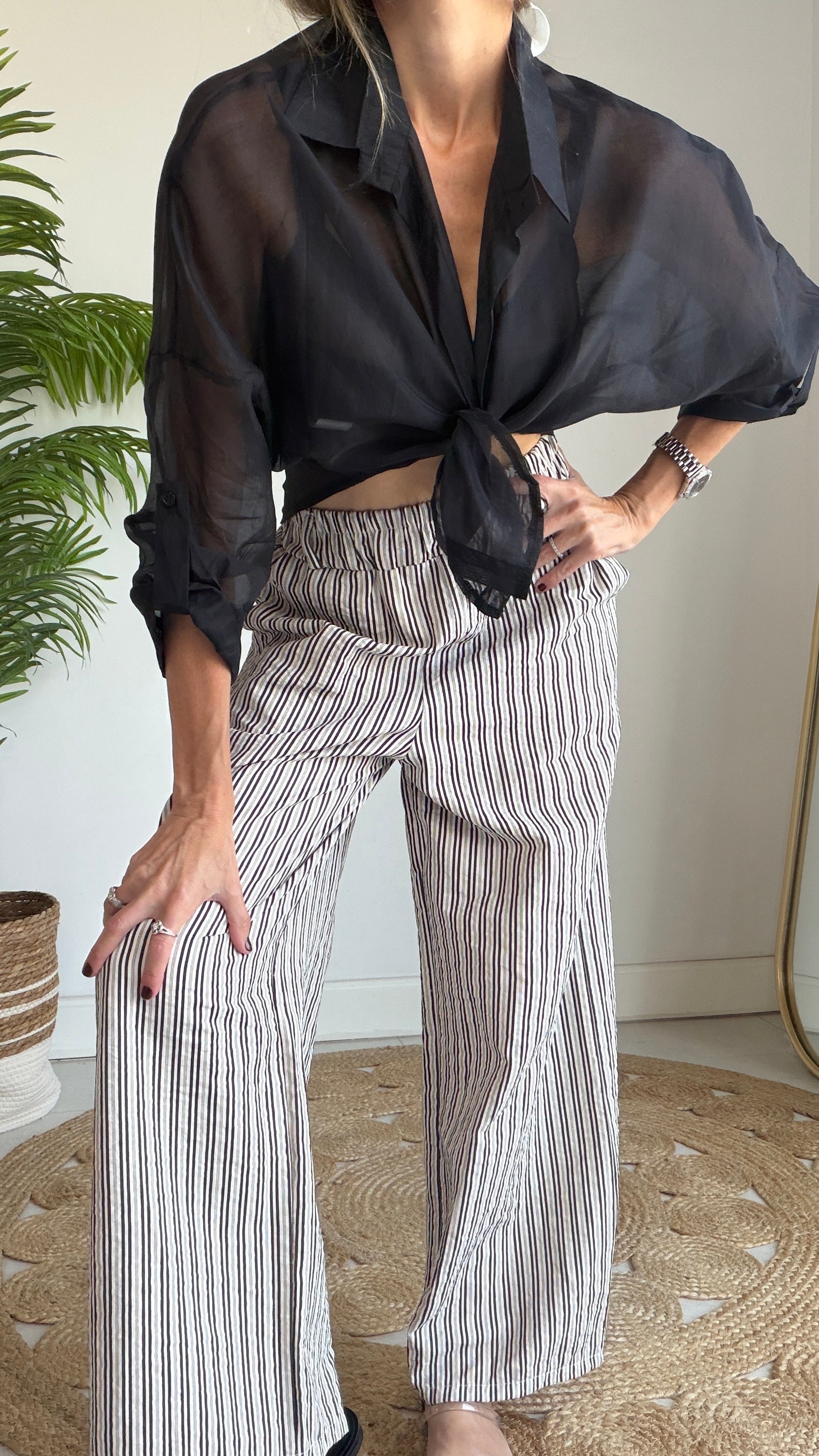 Camisa semitransparente crop