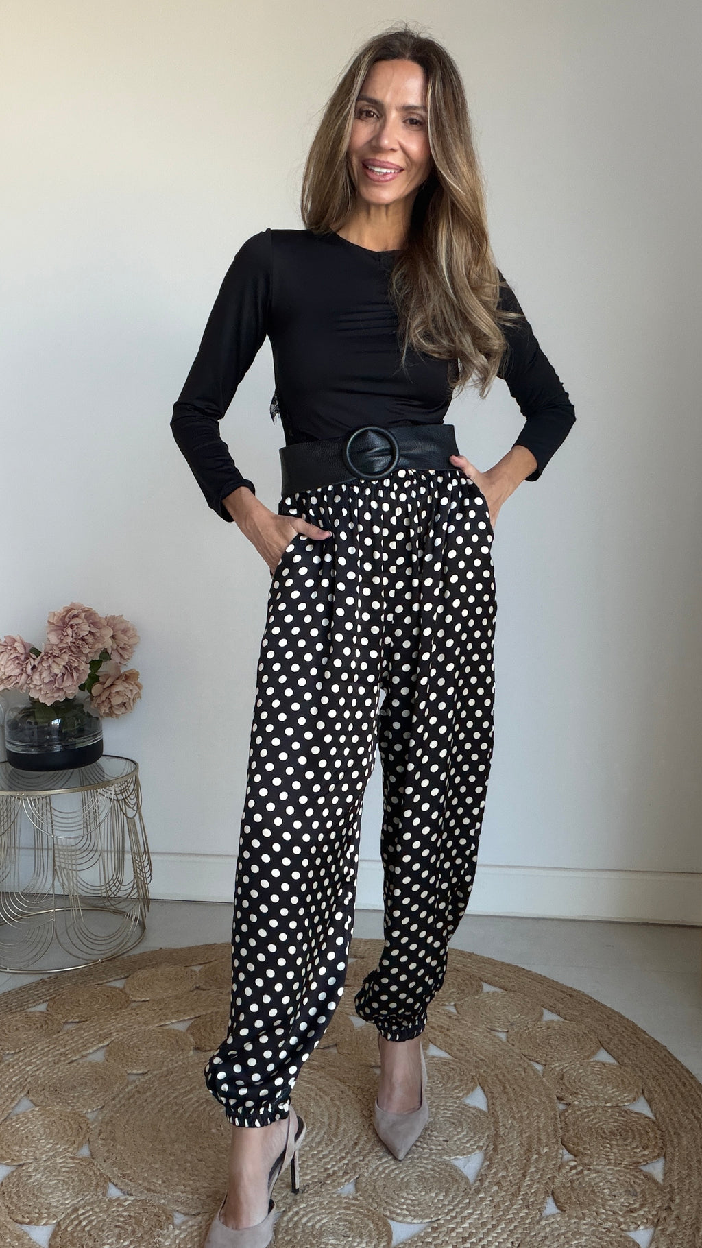 Pantalón bombacho lunares