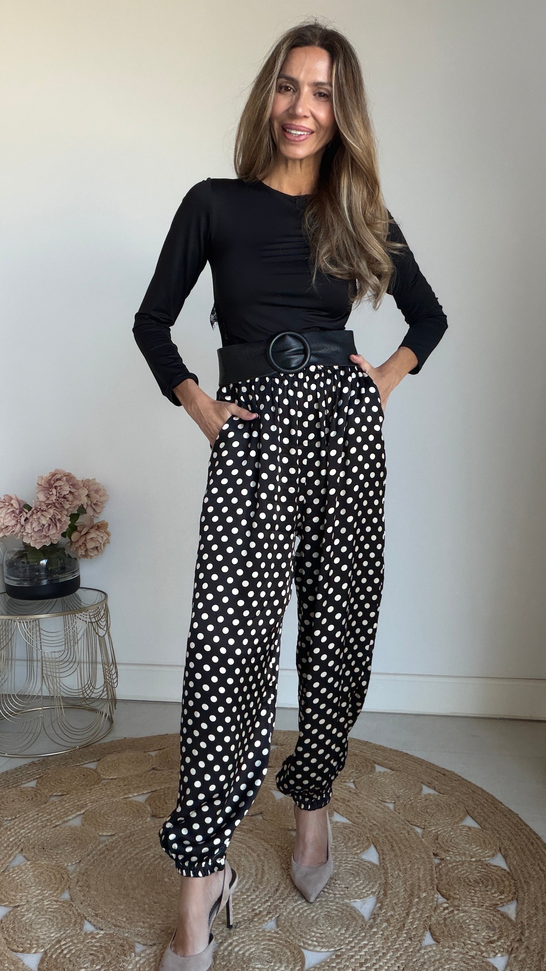 Pantalón bombacho lunares