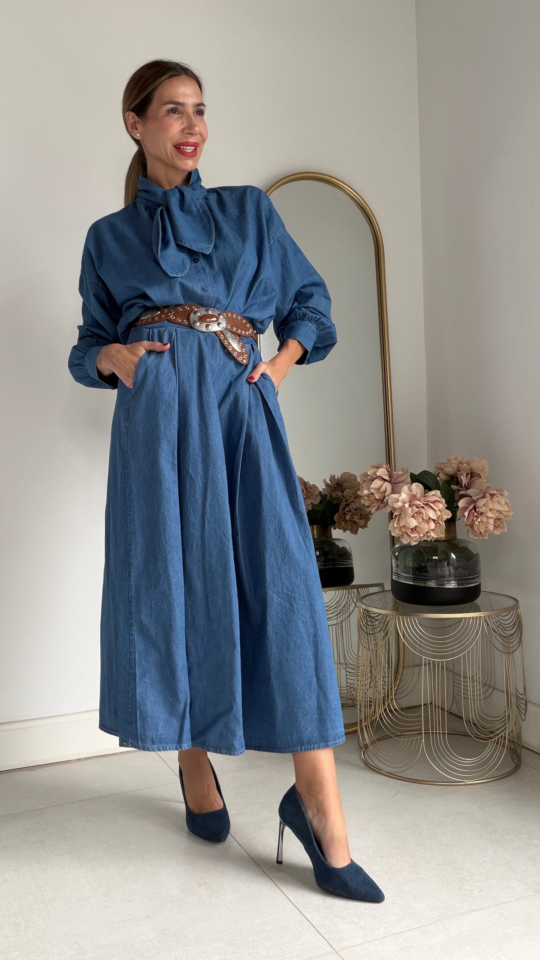 Falda gabardina jean