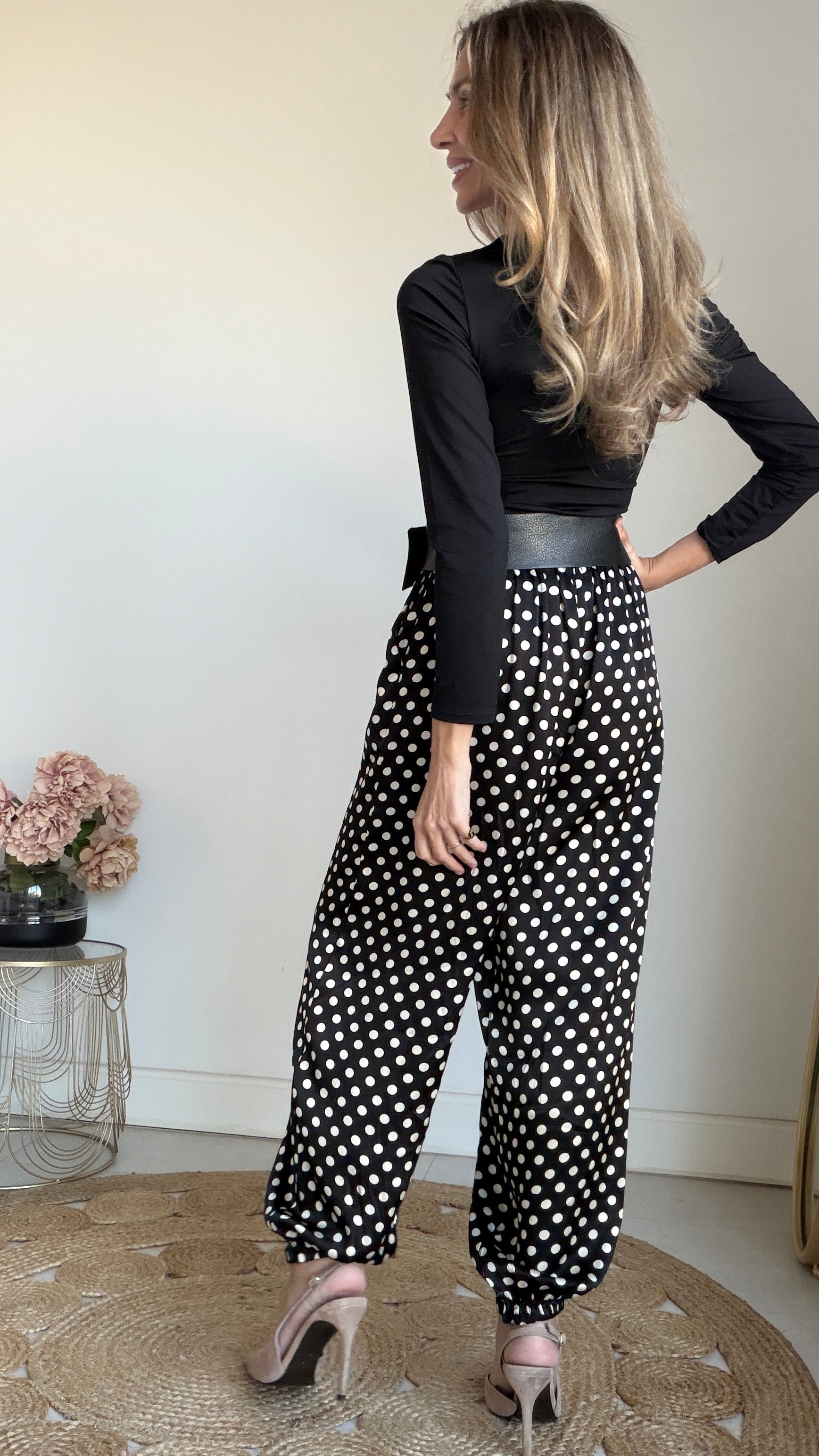 Pantalón bombacho lunares