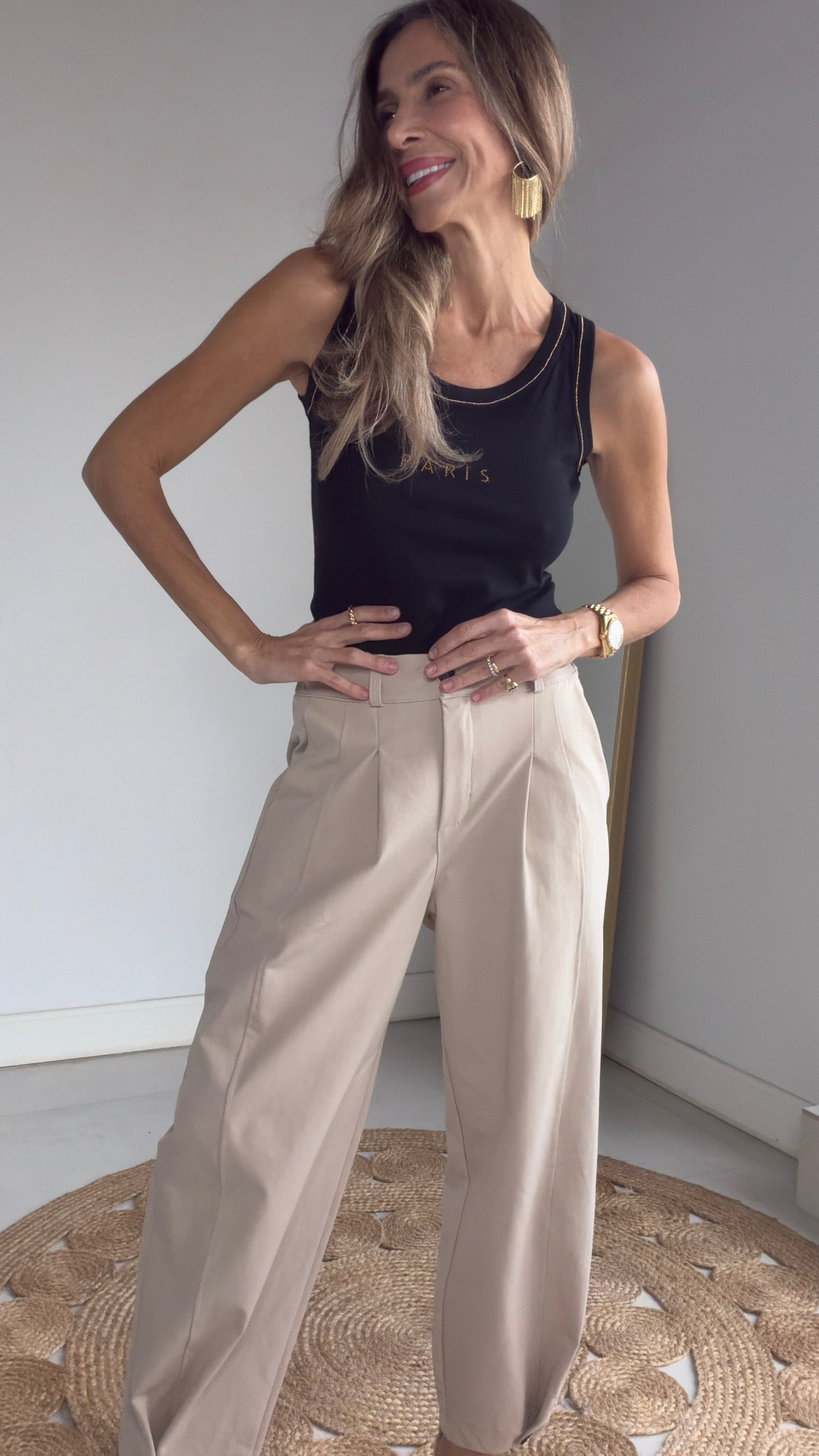 Pantalón bombacho botón