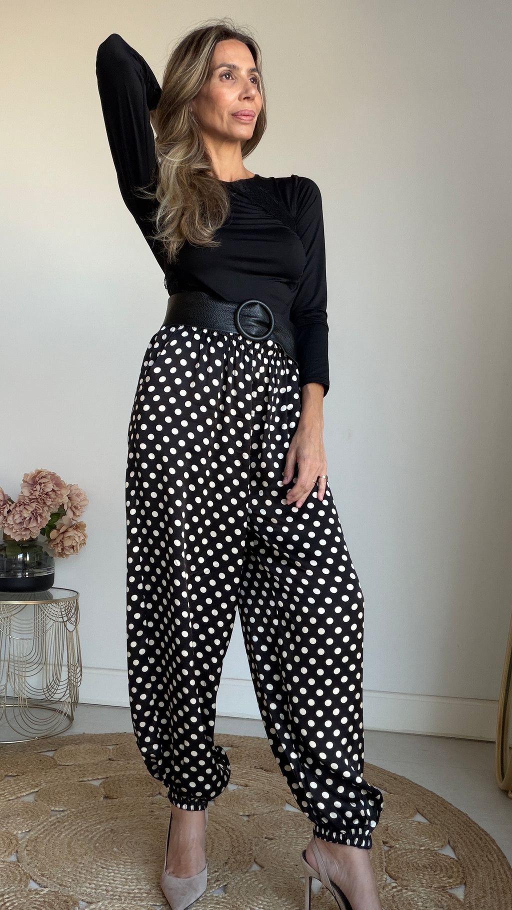 Pantalón bombacho lunares
