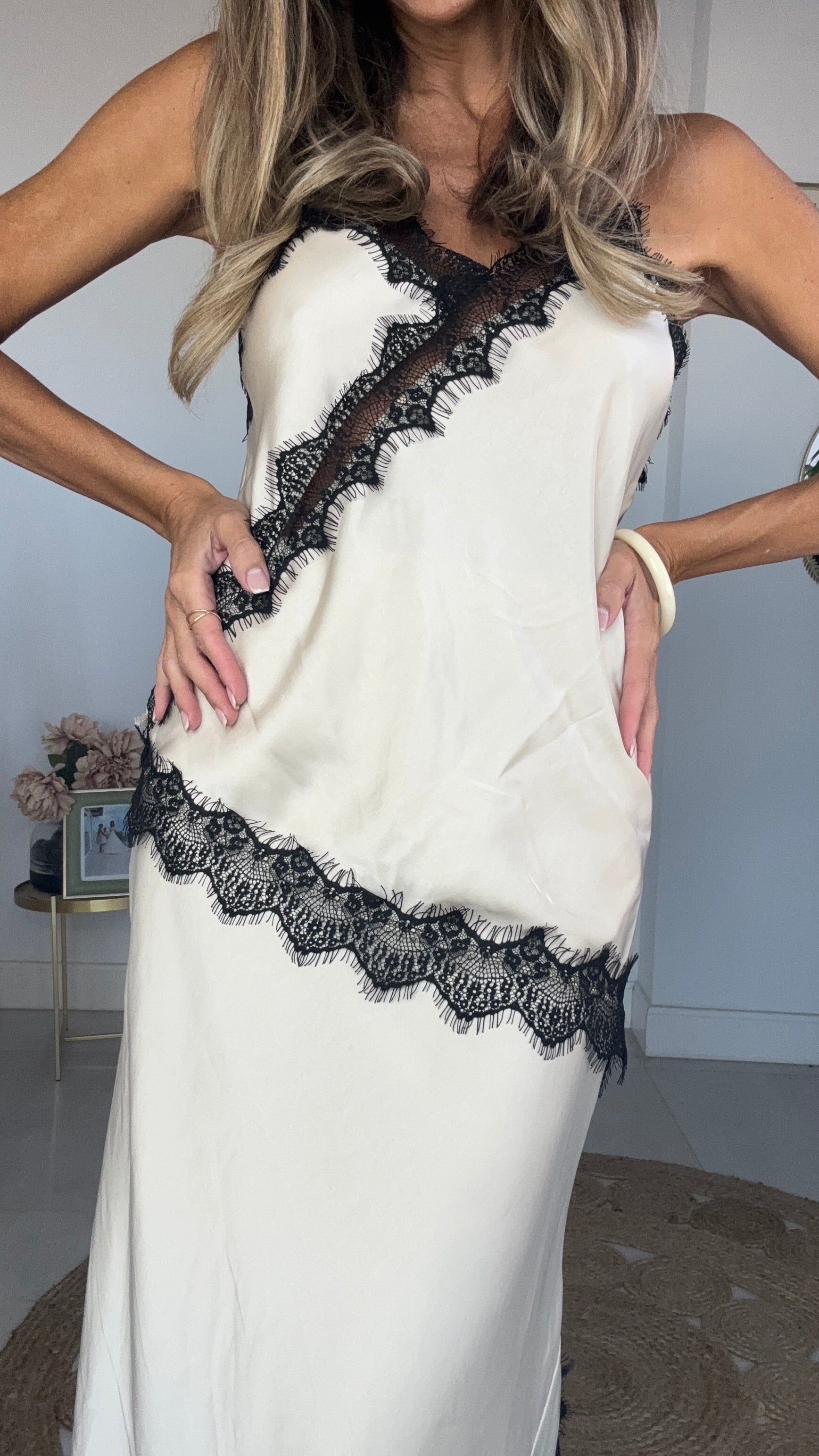 Set Seda Encaje Black&White