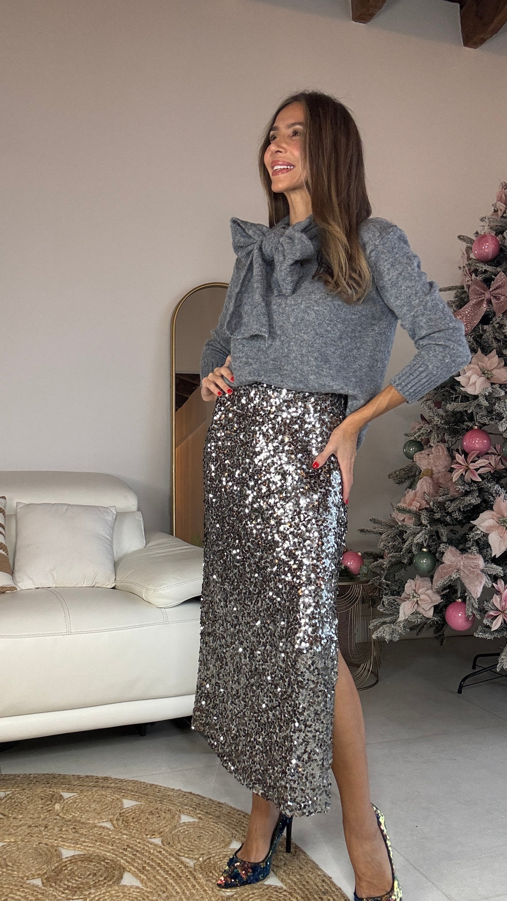 Falda lentejuelas midi