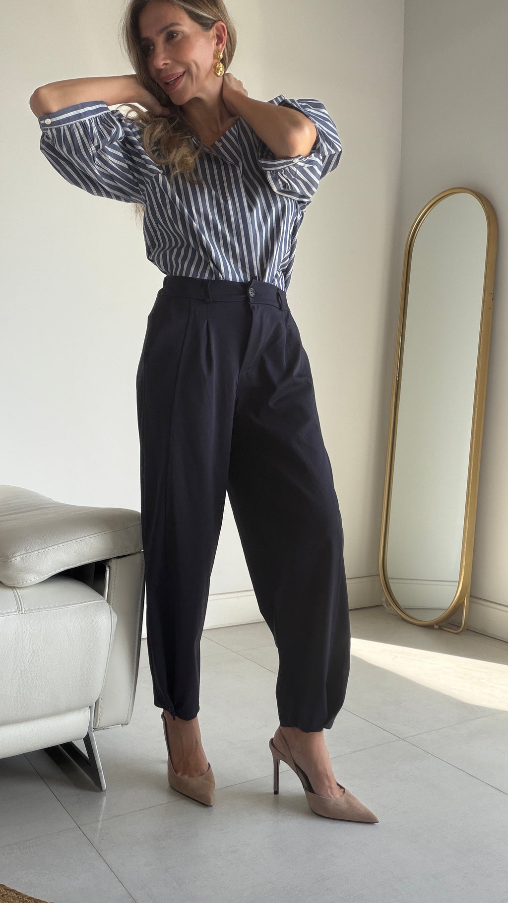 Pantalón bombacho botón