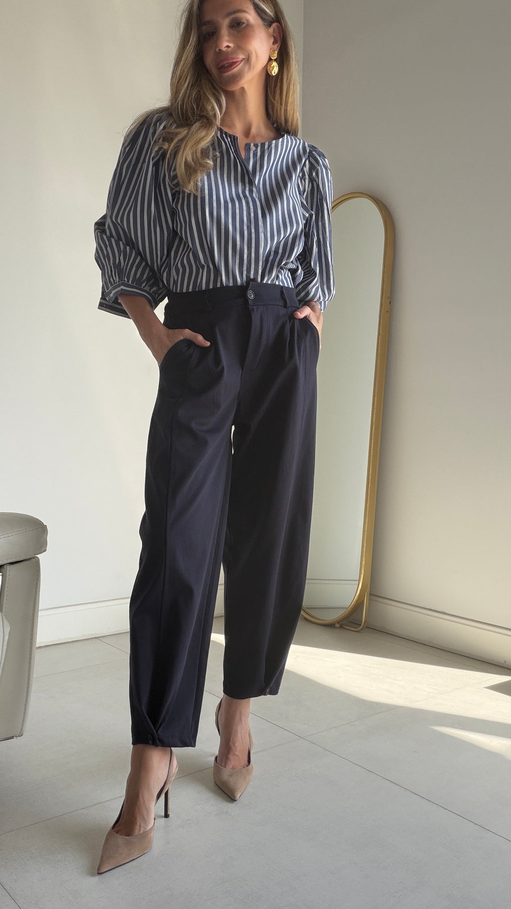 Pantalón bombacho botón