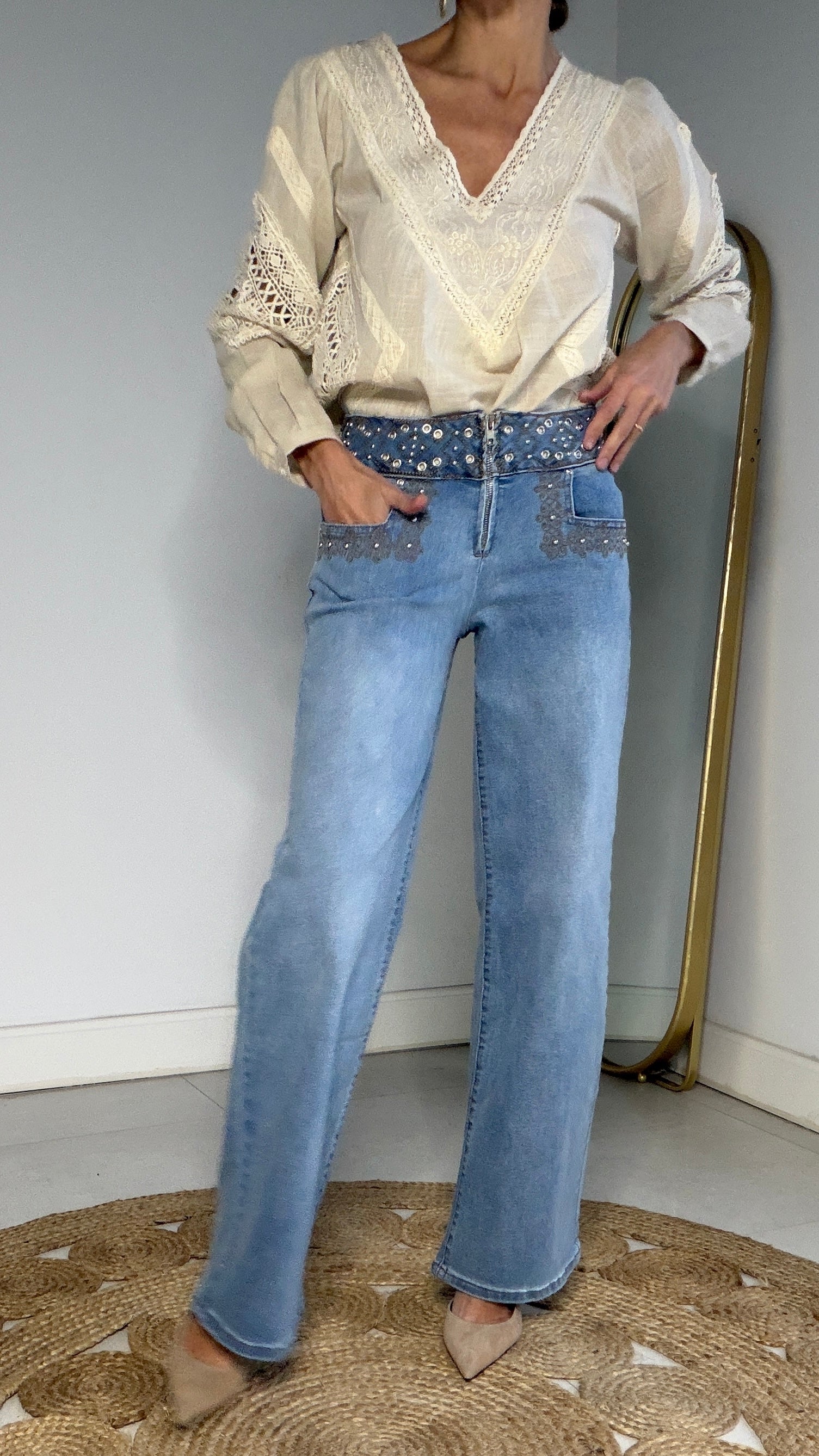 Pantalón Boho azul jean