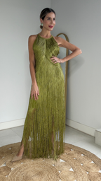 Vestido Flecos drapeado