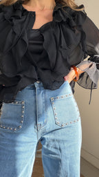Pantalón vaquero tachuelas cintura