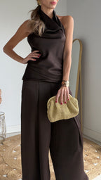 Bolso rafia metálico oro