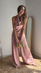 Bolso rafia metálico oro