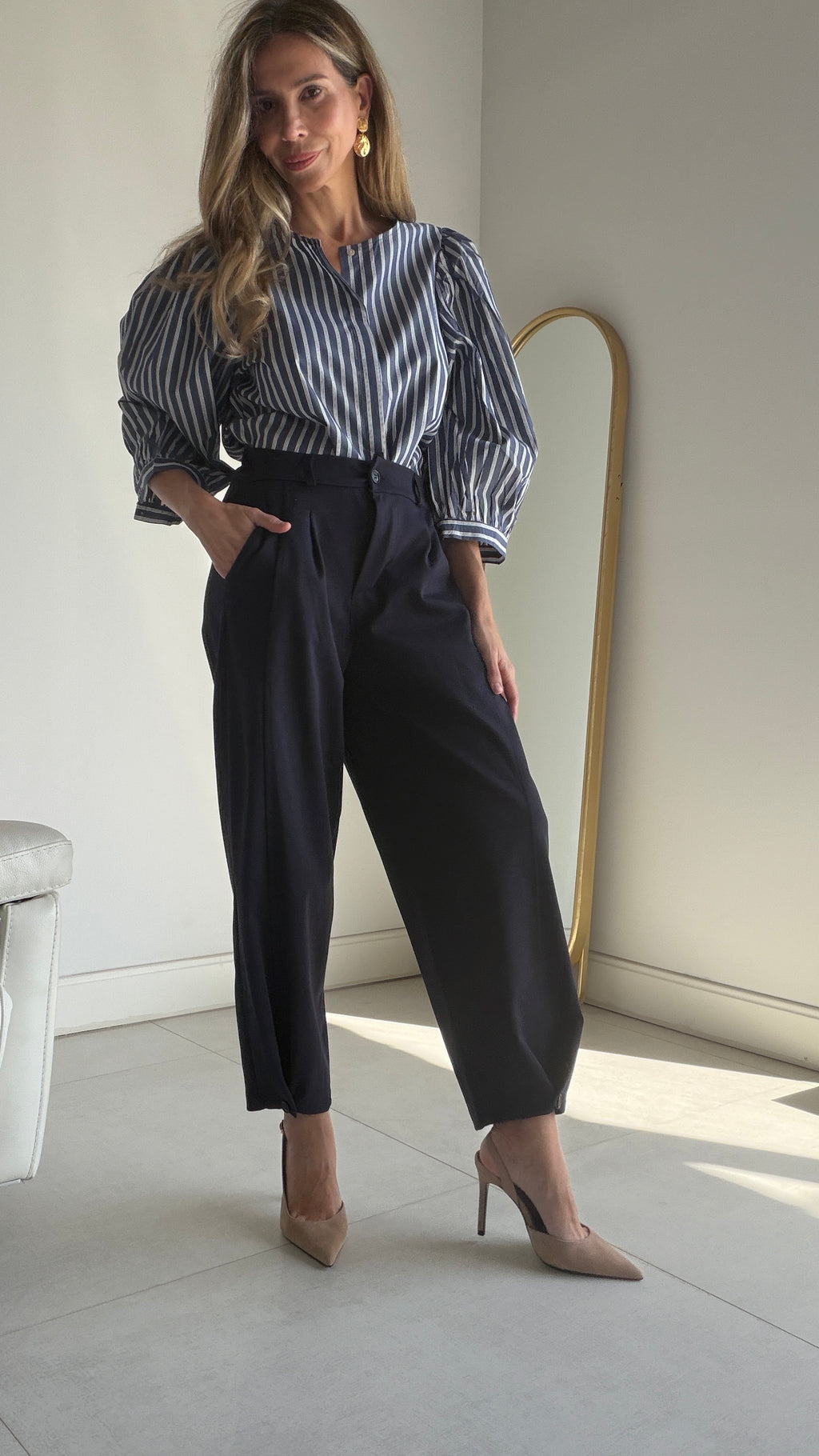 Pantalón bombacho botón