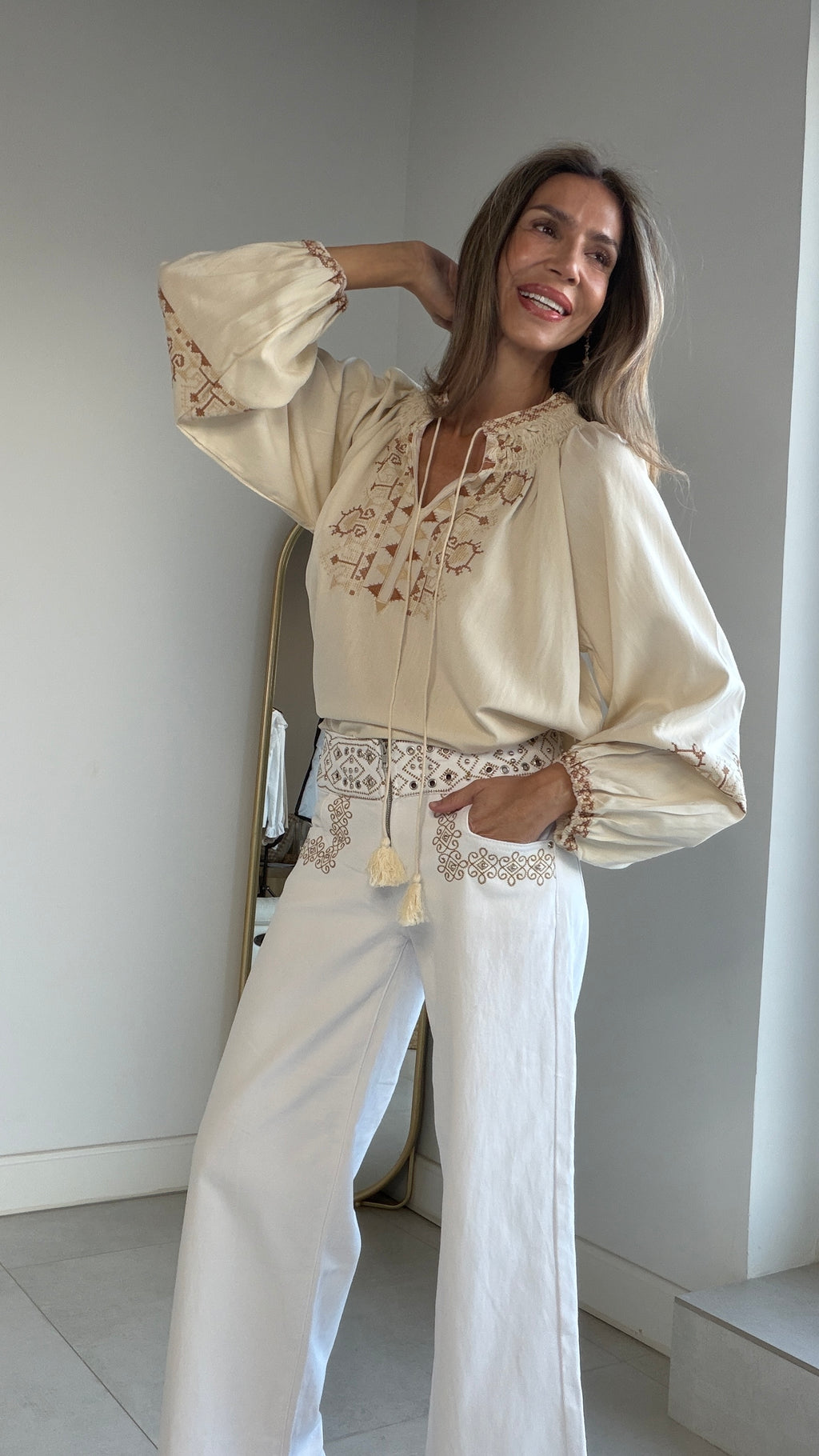 Camisa boho beige