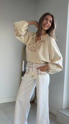Camisa boho beige