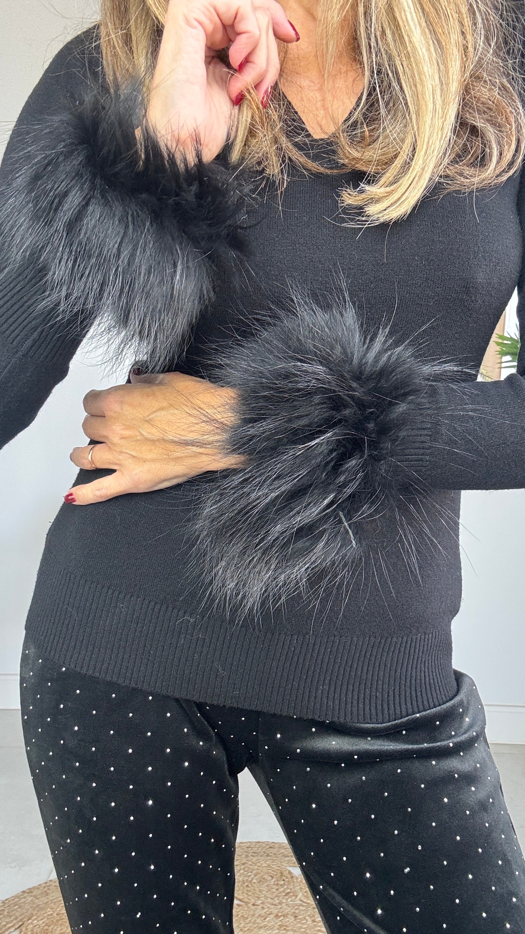 Puños de pelo natural