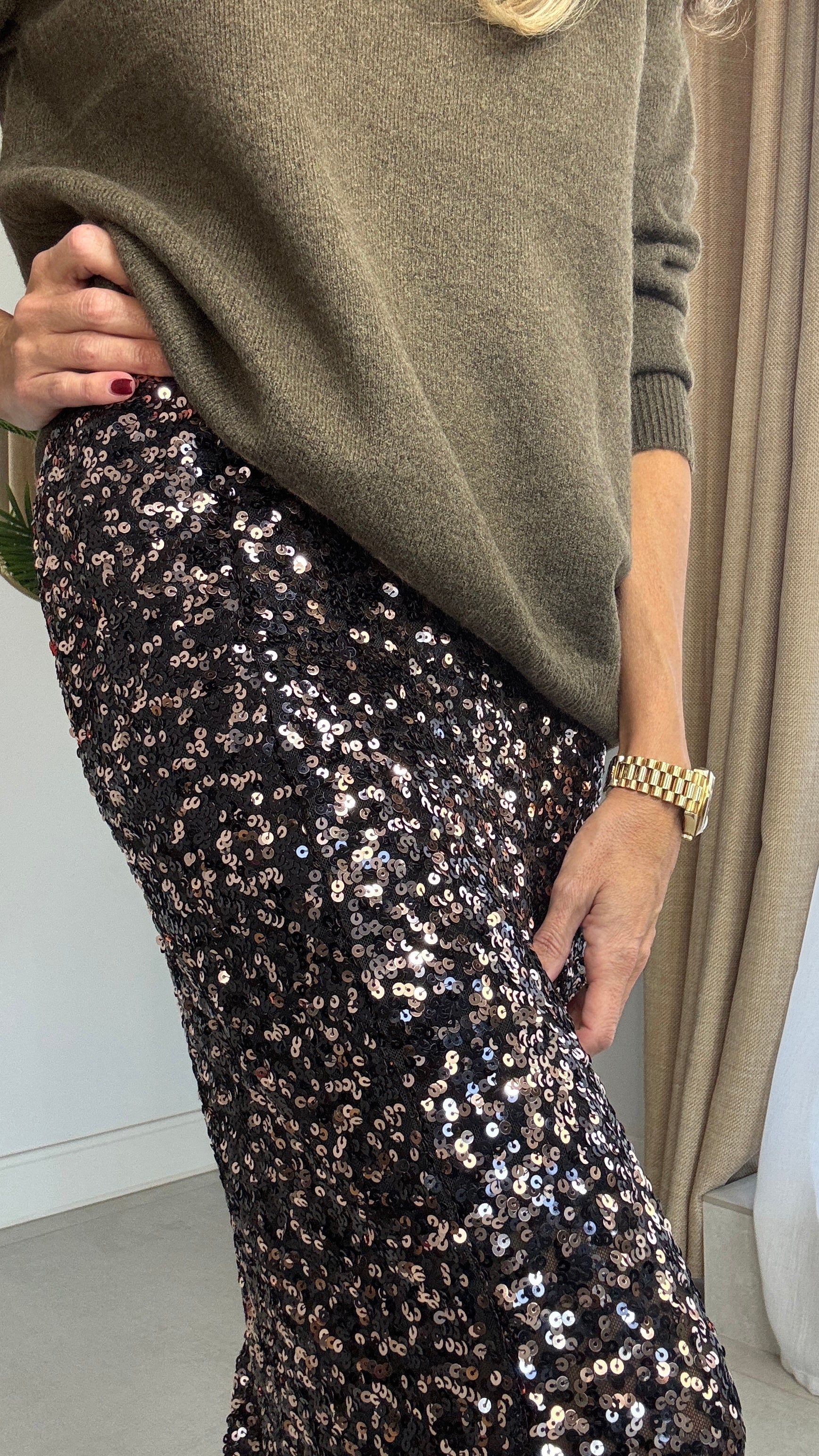 Falda lentejuelas midi