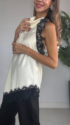Top lencero con encaje  asimétrico
