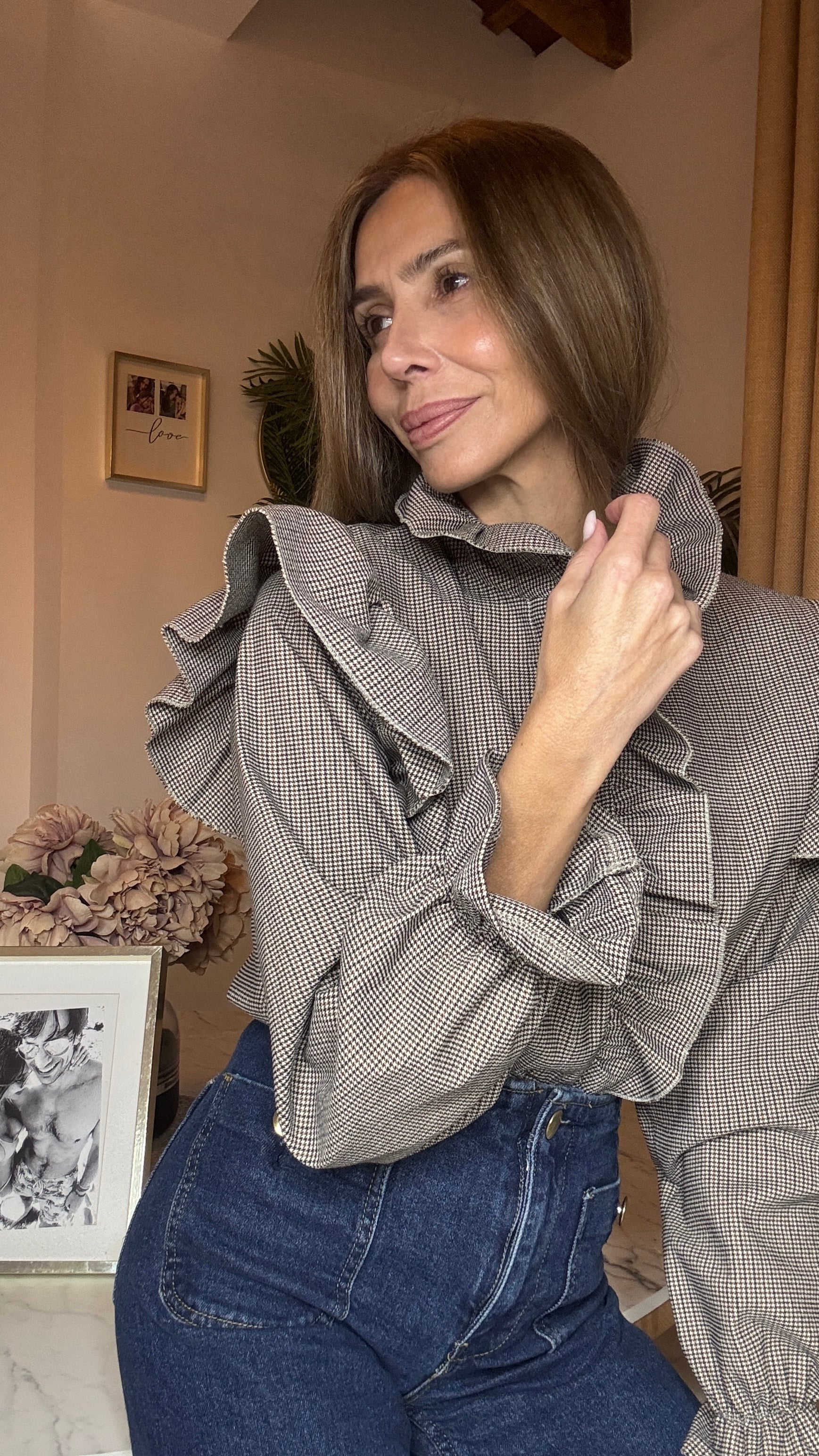 Camisa volante tartán