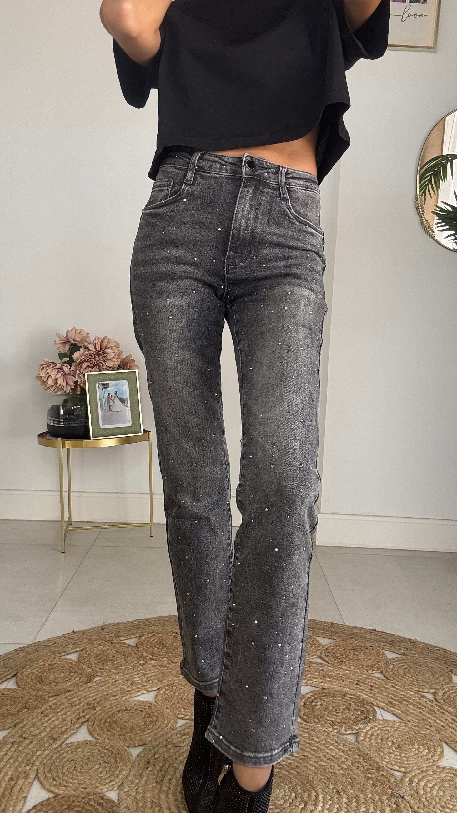 Vaqueros mom brillos