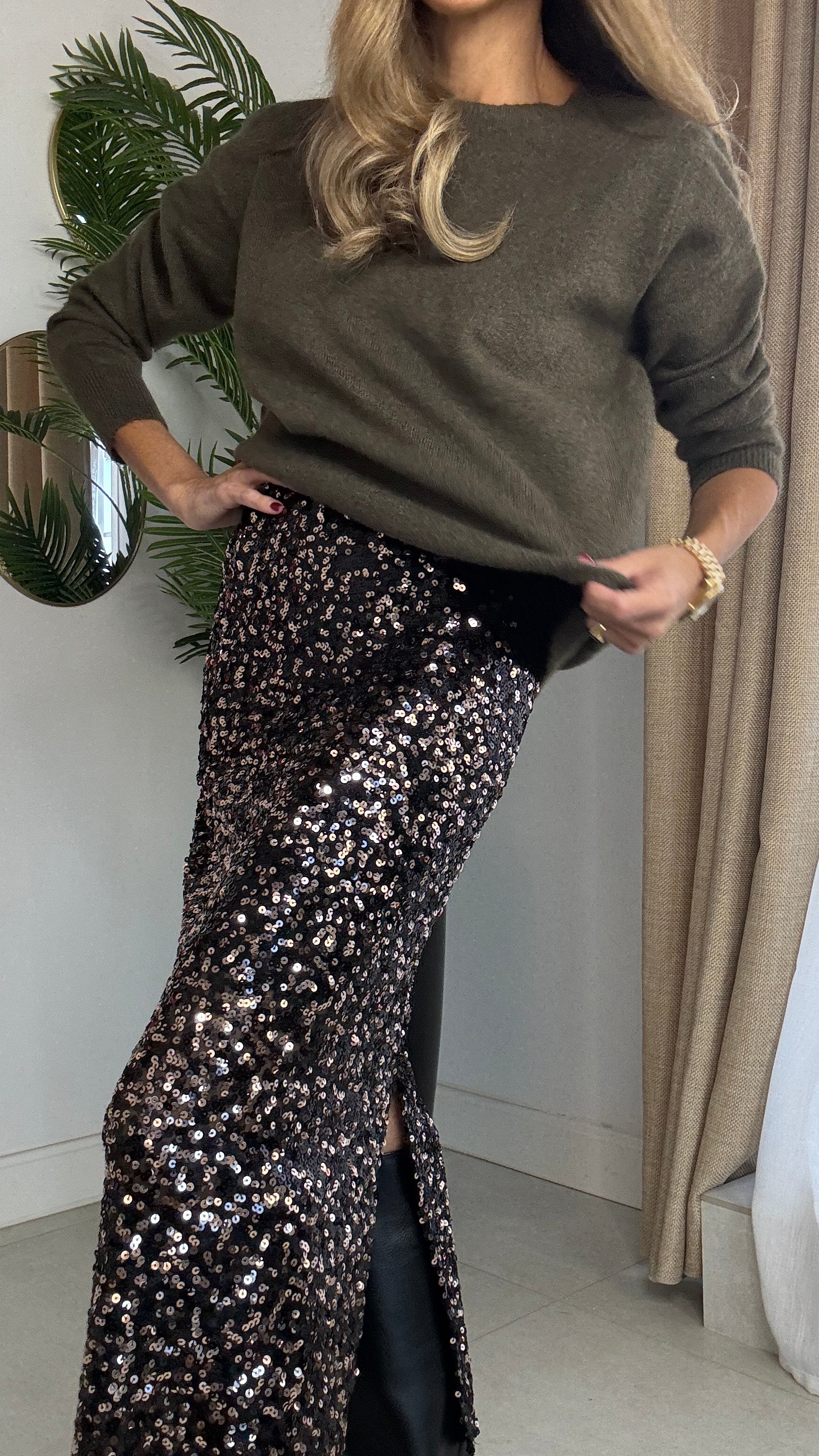 Falda lentejuelas midi