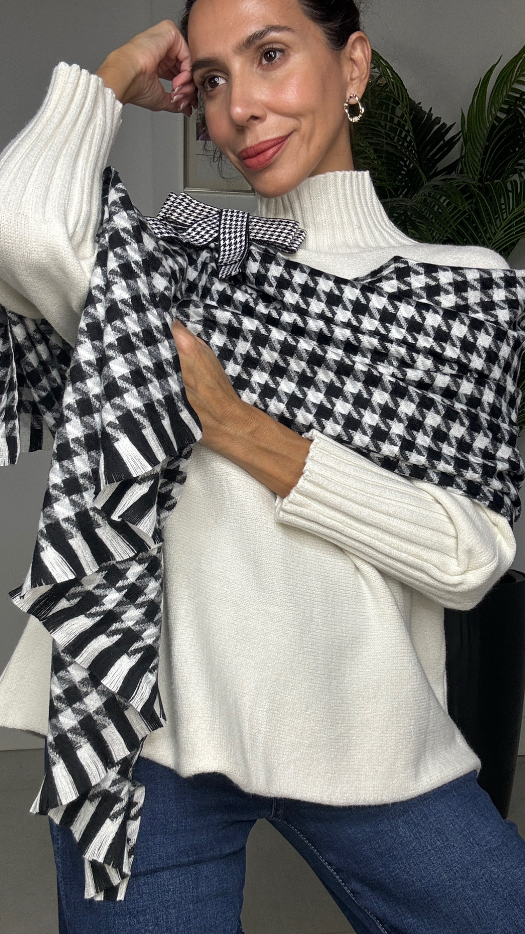 Foulard Pata de Gallo Negro y Blanco